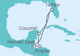 Reiseroute der Kreuzfahrt  Karibische Inseln & Mexiko mit Tampa Bay - NCL Norwegian Cruise Line
