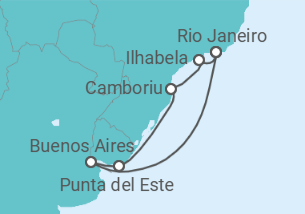 Reiseroute der Kreuzfahrt  best of Südamerika + Rio de Janeiro - MSC Cruises
