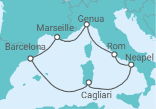 Reiseroute der Kreuzfahrt  Mittelmeer  All Inclusive mit Barcelona - Costa Kreuzfahrten