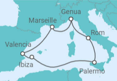 Italien, Spanien, Frankreich Kreuzfahrt von Genua (MSC Seaside)