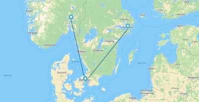 Stockholm, Kopenhagen und Oslo mit dem Flugzeug